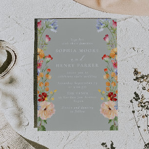 Invitation Fleurs Sauvages Audacieuses Colorées Mariage Sage
