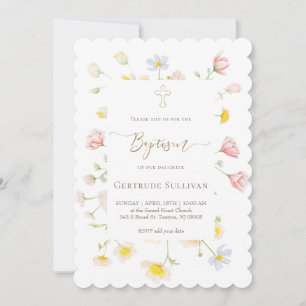Invitation fleurs sauvages bébé fille Baptême