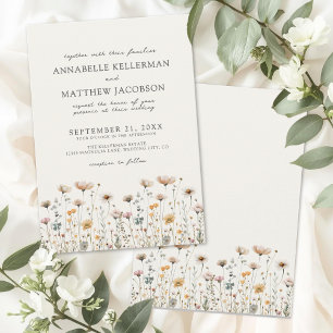 Invitation Fleurs sauvages Beige Bohème Floral Mariage