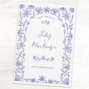 Invitation Fleurs sauvages bleues méditerranéennes Art faire-