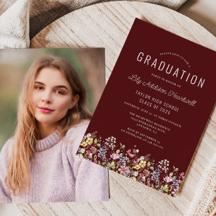 Invitation Fleurs sauvages Boho Bourgogne Photo Remise de dip