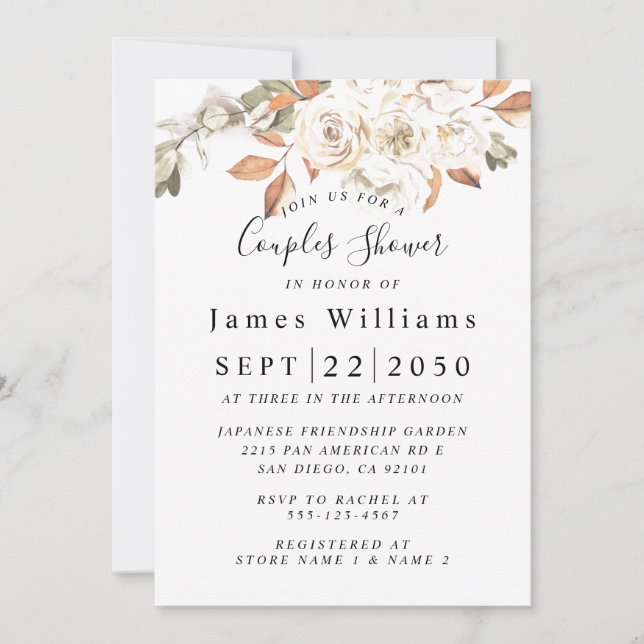 Invitation Fleurs sauvages, Boho Floral Bridal Douche Invitat (Devant)