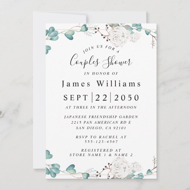 Invitation Fleurs sauvages, Boho Floral Bridal Douche Invitat (Devant)