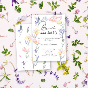 Invitation Fleurs sauvages - Brunch et douches à bulle