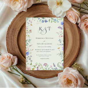 Invitation Fleurs sauvages Cadre Monogramme de mariage person