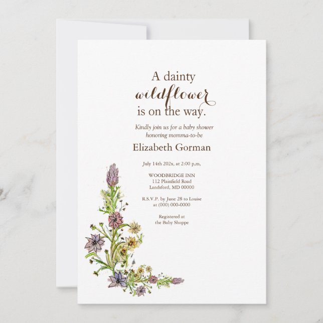Invitation Fleurs sauvages champêtres (Devant)