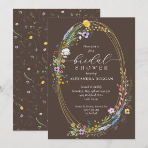 Invitation Fleurs sauvages chic sur une douche de mariée marr