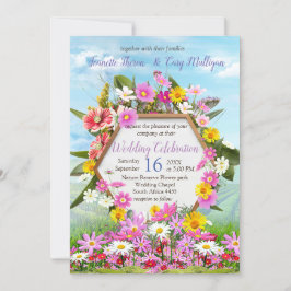 Invitation Fleurs sauvages contre un ciel bleu