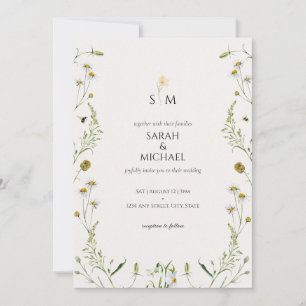 Invitation Fleurs sauvages d'abeilles camomille mignonne mari