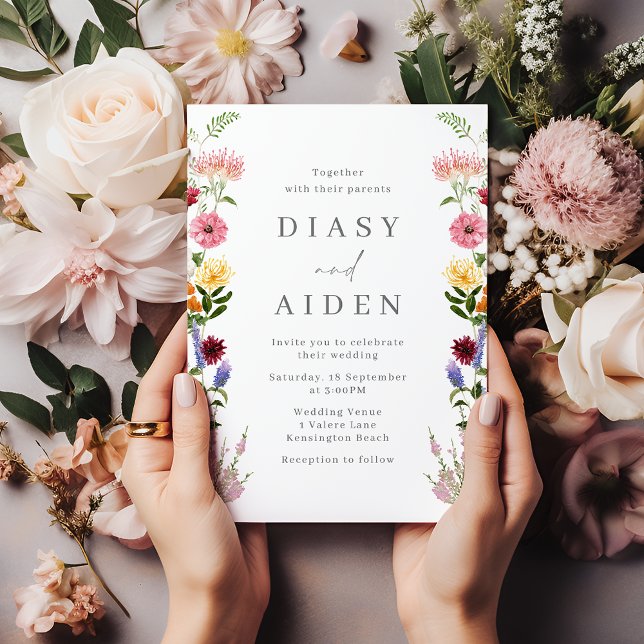 Invitation Fleurs sauvages d'aquarelle Mariage d'été printemp (Créateur téléchargé)