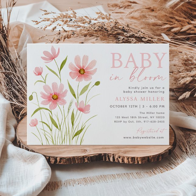 Invitation Fleurs sauvages de Boho neutres bébé dans le Baby  (Créateur téléchargé)
