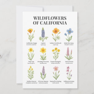 Invitation Fleurs sauvages de Californie - Aquarelle botaniqu