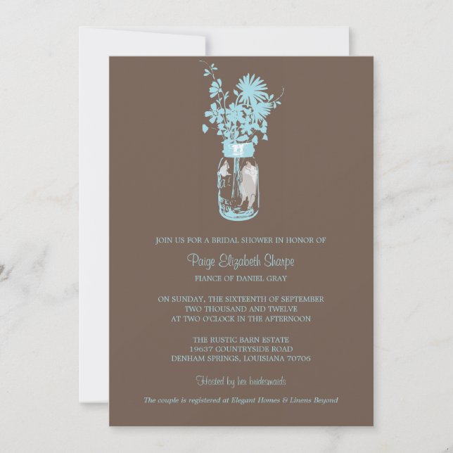 Invitation Fleurs sauvages de Fêtes des mariées et Mason Jar (Devant)