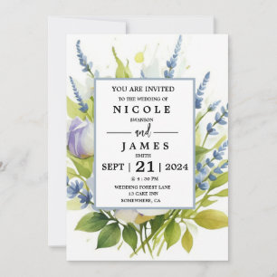 Invitation Fleurs sauvages de lavande d'aquarelle