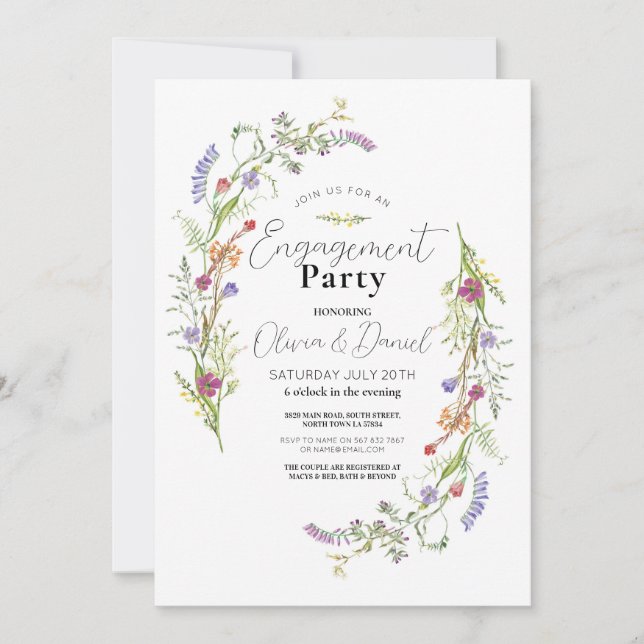 Invitation Fleurs sauvages de l'engagement Floral Ditsy (Devant)