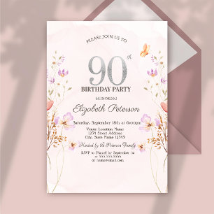 Invitation Fleurs sauvages de lilas à l'aquarelle Violet 90èm