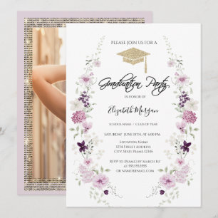 Invitation Fleurs sauvages de lilas Diamants Cadre Photo Remi