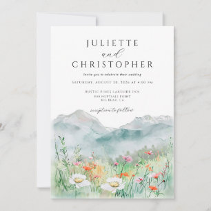 Invitation Fleurs sauvages de montagne aquarelle pour mariage