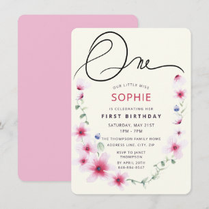 Invitation Fleurs sauvages de Printemps rose ont porté notre