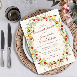 Invitation Fleurs sauvages de souci Feuillage Dîner de répéti