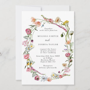 Invitation Fleurs sauvages délicates Wreath Garden Mariage