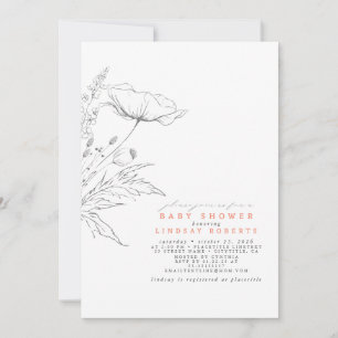 Invitation Fleurs sauvages dessinés à la main Élégant Baby sh