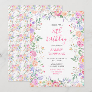 Invitation Fleurs sauvages d'été Floral 70e fête d'anniversai