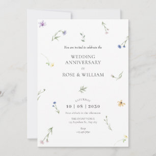 Invitation Fleurs sauvages élégant anniversaire de mariage