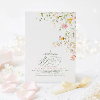 Invitation Fleurs sauvages élégantes de prairie estivale Bapt