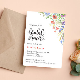 Invitation Fleurs Sauvages Élégantes de Prairie Estivale pour