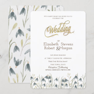 Invitation Fleurs Sauvages Élégantes Perce-Neige Mariage