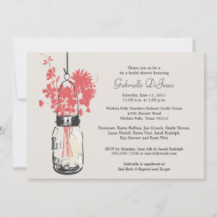 Invitation Fleurs sauvages et Fête des mariées Mason Jar