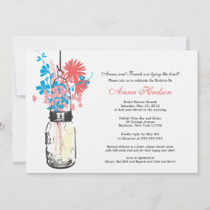 Invitation Fleurs sauvages et Fête des mariées Mason Jar