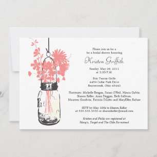 Invitation Fleurs sauvages et Fête des mariées Mason Jar