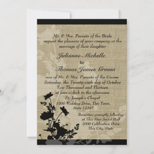 Invitation Fleurs sauvages et Mariage Burlap