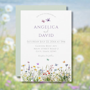 Invitation Fleurs sauvages et papillons Mariages