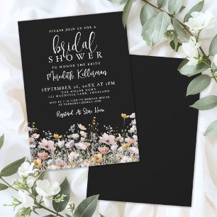 Invitation Fleurs sauvages Fleurs noires Mariage Shower