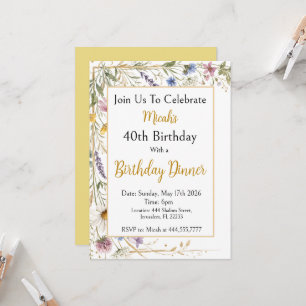 Invitation Fleurs sauvages Floral Botanique Aquarelle, Feuill