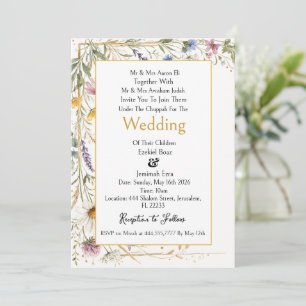 Invitation Fleurs sauvages Floral Botanique, Mariage juif