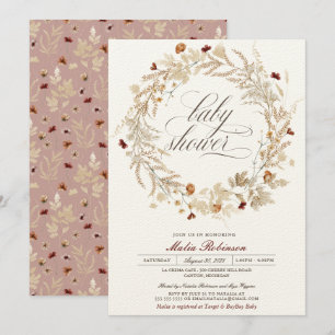 Invitation Fleurs sauvages floraux séchés Automne Baby shower