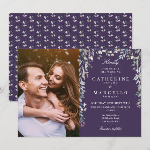 Invitation Fleurs sauvages floraux violet Cascade Mariage pho