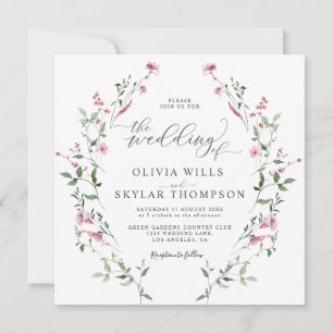 Invitation Fleurs sauvages Jardin Blush Dusty Rose Boho Maria