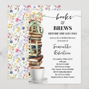 Invitation Fleurs sauvages Livres & Brasseurs de café Baby Sh