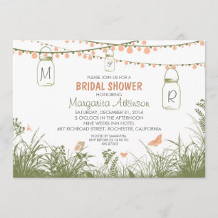 Invitation fleurs sauvages, lumières & bocaux de mason douche