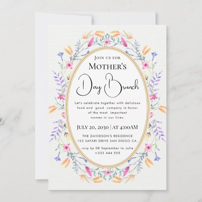 Invitation Fleurs sauvages lumineuses boho chic modernes (Devant)