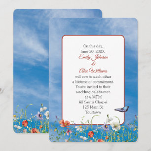 Invitation Fleurs sauvages mariage sur Ciel Été