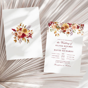 Invitation Fleurs Sauvages Mariage Terracotta Orange Brûlé Mo