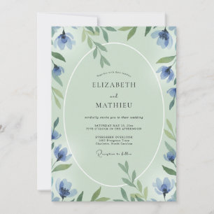 Invitation Fleurs Sauvages Noces au Bleuet et à la Menthe