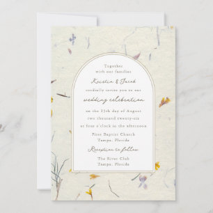 Invitation Fleurs Sauvages Papier Floral Moderne Mariage Numé