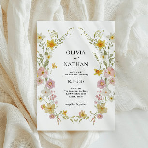 Invitation Fleurs sauvages printanières Mariage floral aqua